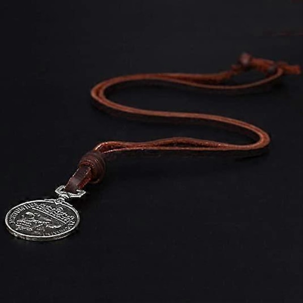 Klassisk Skelet Brun Ægte Læder Hængende Halskæde Skalle Steampunk Tykke Vedhæng Smykker til Mænd Choker