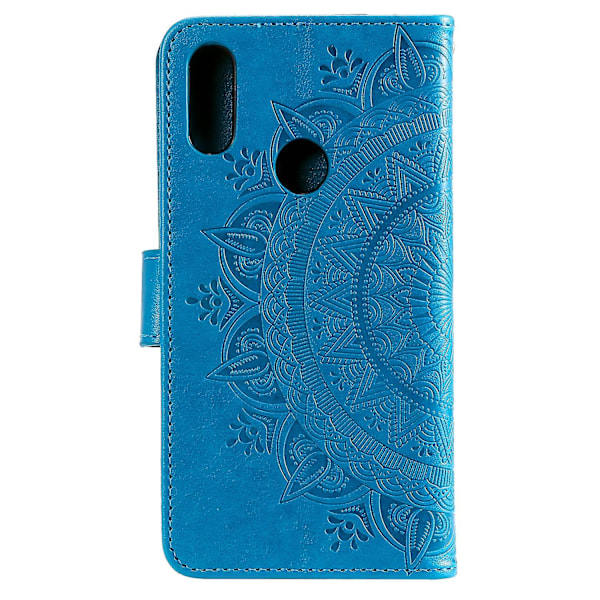 Imprint Mandala Stativ Lommebok Skinnveske for Huawei Y6 (2019, med fingeravtrykksensor)