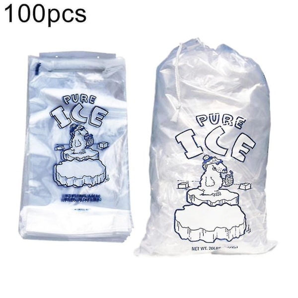 100 kpl kiristysnyörillä oleva jääpussi, pistosuojattu kertakäyttöinen kierrätettävä pakastepussi