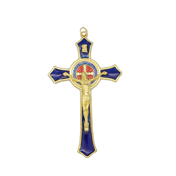 1/2/3/5 väggkors i zinklegering med Jesusstaty blå 12x7 cm 1 set