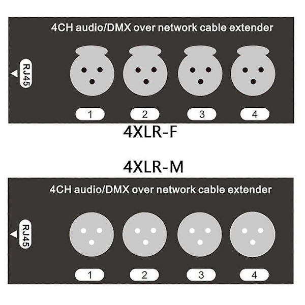 1 kpl 4-kanavainen 3-napainen XLR-ääni- ja DMX-verkkojohdon jatkojohto, DMX512-verkkosignaalin jatkojohto