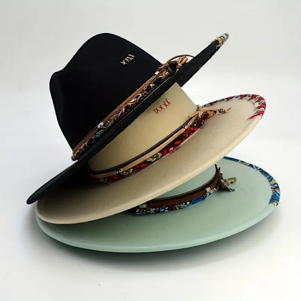 Vintage Boho Fedora punotulla vyöllä - Klassinen trilby-hattu naisille, täydellinen syksyyn ja talveen