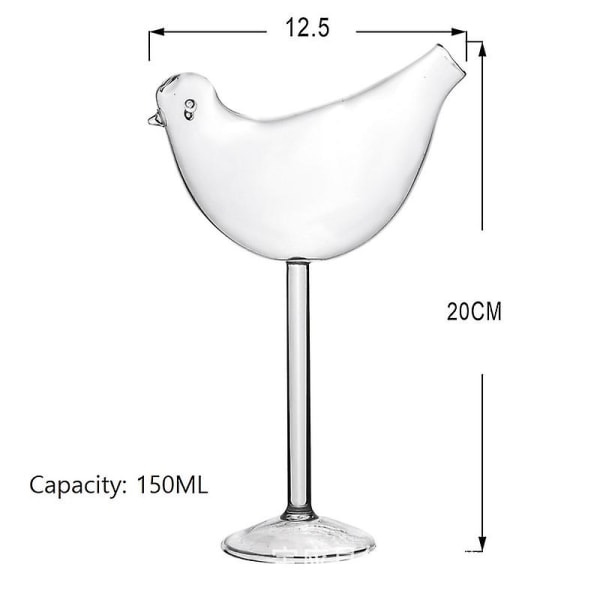 1 sæt 4 stk fugleformet cocktailglas glas vinkopper bægre (gennemsigtige)