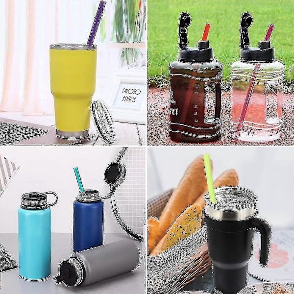 12 tum Extra Långa Silikon Sugrör, Passar Stora Glas - 40 Oz Vattenflaska/Halv Gallons Vatten -hy