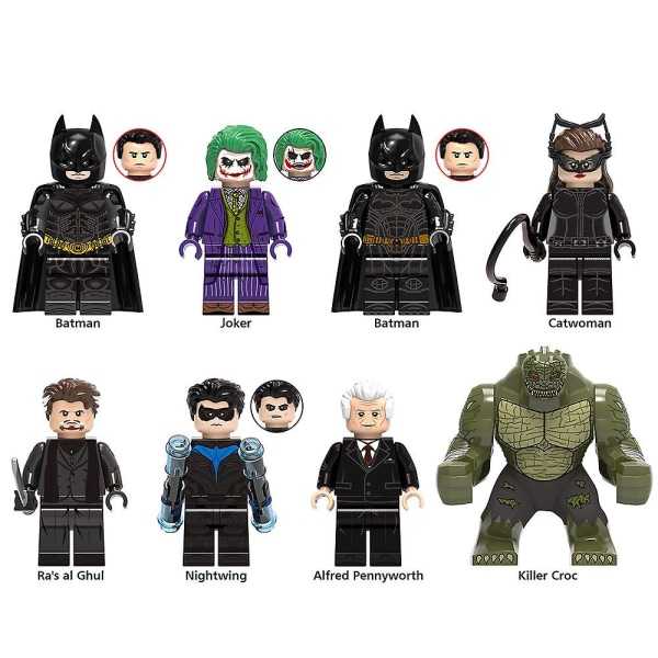8 kpl Super Hero -sarjan minihahmot Rakennuspalikat, Batman Joker -minitoimintahahmot Lelut Lahjat Kodinsisustus