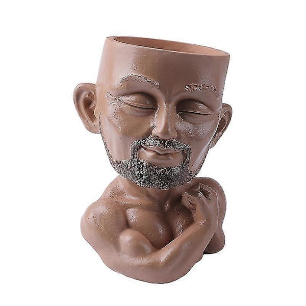 Mann Ansikts Blomsterpotte Hode Planter Pot Sukkulenter Planter Søt Harpiks Planter Potter For Sukkulenter Kaktus Innendørs Plante Potter