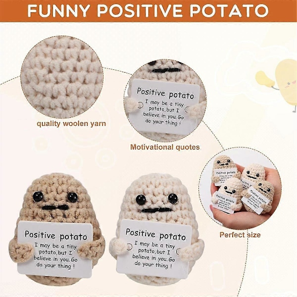 10 st Söta Positiva Potatisar Emotionellt Stöd Gurka med Kort och Påsar Virkad Docka Plysch Leksak