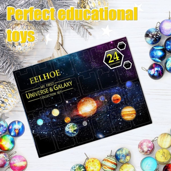 Jul adventskalender Planet presentförpackning Återanvändbar universum Galaxy Countdown Calendar Leksaker Countdown Blindboxar