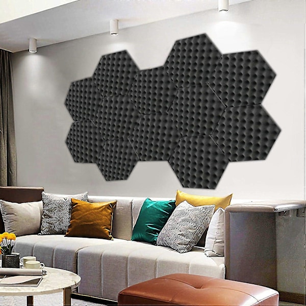 12 Pack Hexagon Ljudabsorberande Skumplattor, Studio Skumplattor Avsedda För Absorption För Hemma