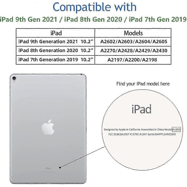 Ubiuo Fodral Kompatibelt Med Ipad 10.2 Tum 2021/2020 Ipad 9:e/8:e Generation & 2019 Ipad 7:e Generation