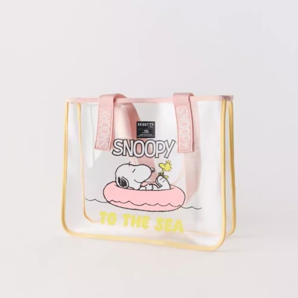 Sommar transparent material rosa badring Snoopy tryck barn söt dopamin damer handväska shoppingväska