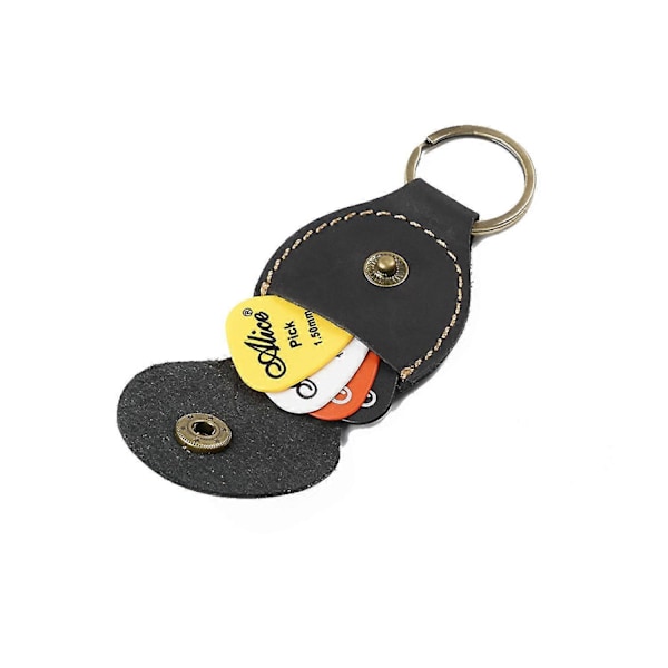 Nøglering Guitar Plektrum Holder Plektrum Holder Plektrum Læder Sort