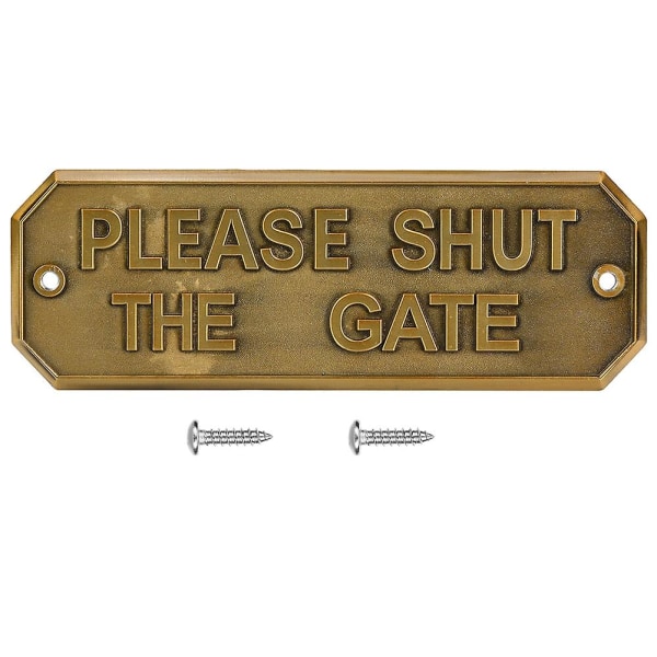 Luk venligst porten hegnsstolpe Havehus Hjem Dør Port Sign Board Med Installer Skruesolgt Guld