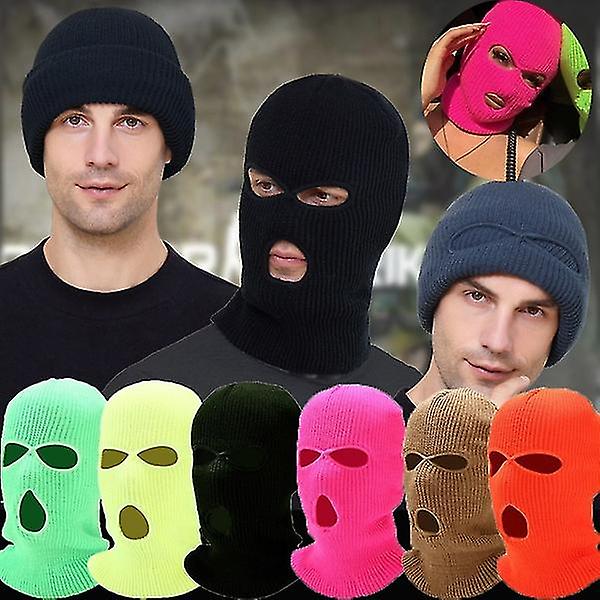2021 New Full Face Cover Ski Mask Hat 3 Huller Balaclava Army Taktisk vindtæt Strik Beanies Motorhjelm Vinterkrig