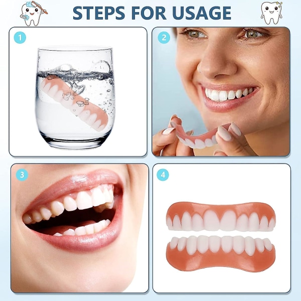 2 par konstgjorda tandfasader, faner Tänder Kosmetisk cover Tillfälliga proteser Konstgjorda tandproteser