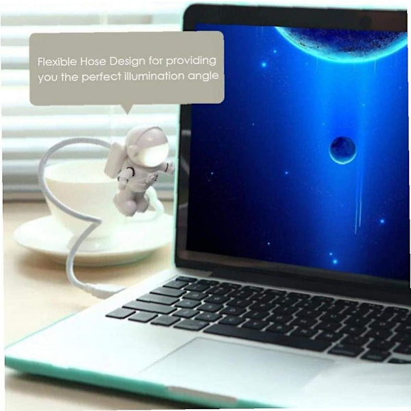 USB LED-lampa Kreativ Rymdfarare Astronaut Ögonvård Flexibel USB-lampa LED Laptoplampa Strömbrytare för Notebook Laptop (vit 1st)