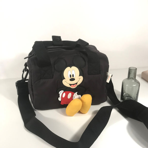 Svart bowling crossbody väska dun tyg dam barn axelväska
