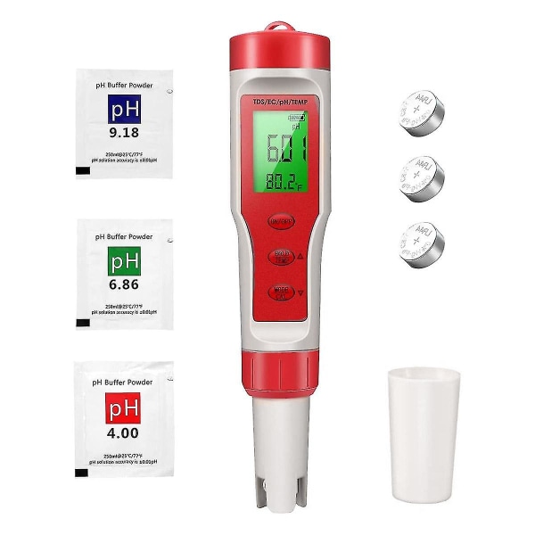 Ph-mittari, 4-in-1 digitaalinen pH-mittari Ph/tds/ec/temp-toiminnolla, Atc juomaveteen, Hydropo