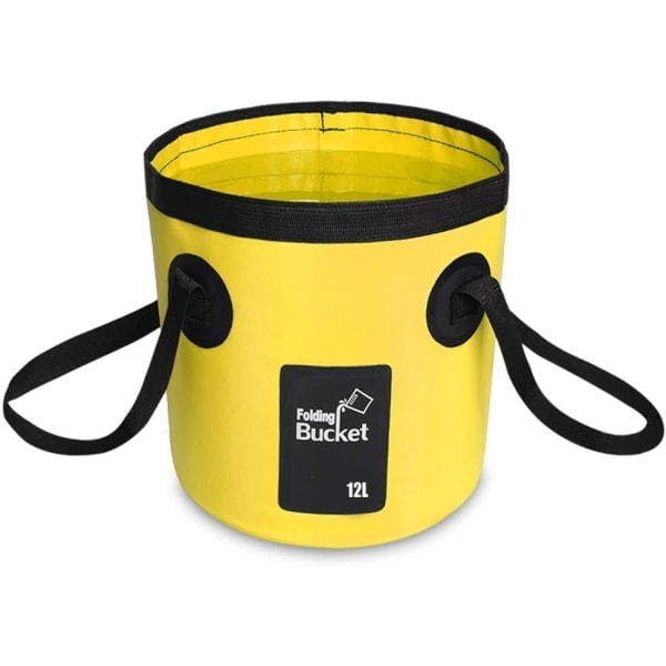 Hopfällbar hink (12L) för utomhusbruk - Vandring, fiske, camping, trädgård - Svart