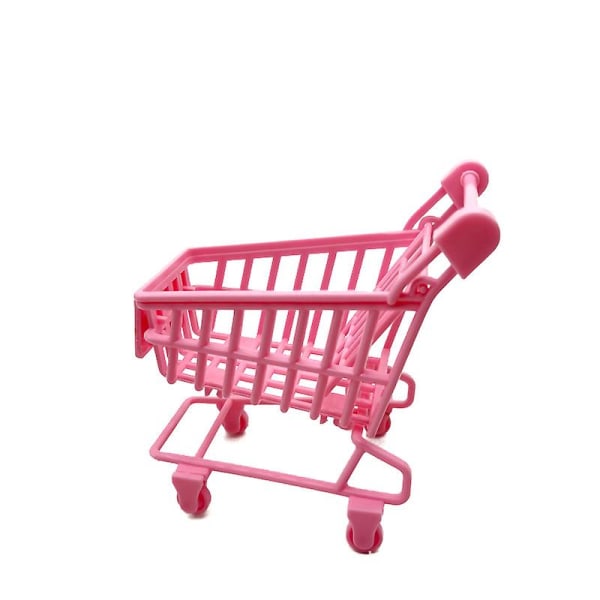 Mini Shoppingvagn Trolley Hem Kontor Skräp Organizer (1 Styck, Rosa)