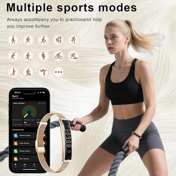 Smartarmbånd med skritteller, søvnovervåking og flere sportsmoduser, kompatibelt med iPhone og Android-telefoner. black