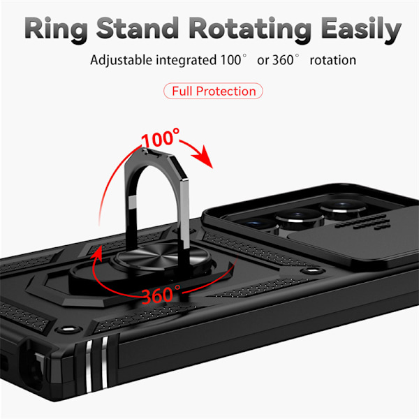 Tillämplig på SM S24Ultra Ring Push Window Mobiltelefonfodral Två-i-ett Fäste Anti-fall Skyddande Skal Gold
