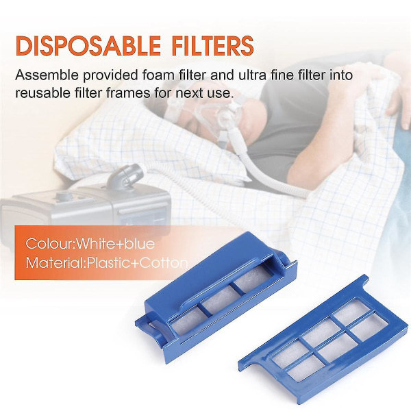 52 st Cpap-filter för filtertillbehör, inklusive 6 monterade filter