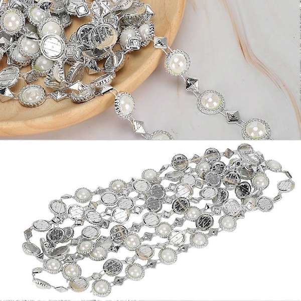 Rhinestone-kjede DIY-deler Smykketilbehør Plast Hvit Rund 1,5 cm Bredde 10 Yard