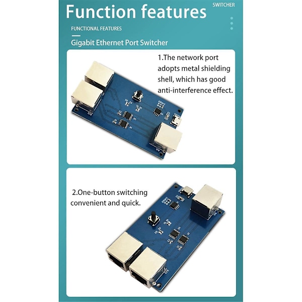 Gigabitin Ethernet-portin kytkin Sisäinen/Ulkoinen verkko kytkin Verkkokaapeli Laajakaista 2-sisään-1-ulos