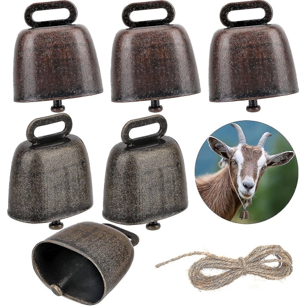 6 Piece Cow Bell, Sheep Cow Bells Pasture Bells, Copper Bells Cattle Bronze Bell, For Anti-theft Goat Animal Farm Accessories(kui)