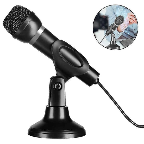 USB-mikrofon för dator med stabil justerbar bas för inspelning och spel