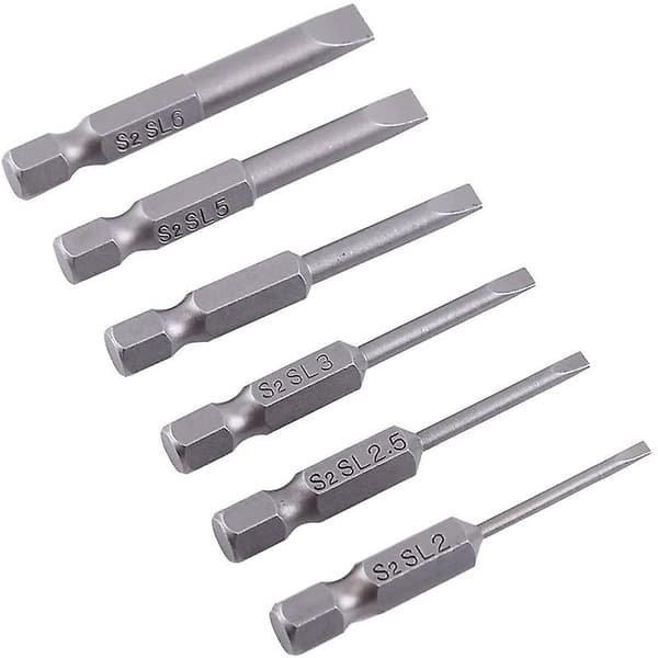 Platt Skruvmejselbits Set Hexagonala Skruvmejselbits (6-delars Set, Silver)