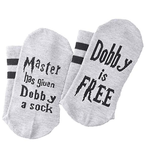 1 par Funny Unisex Novelty Master har givet Dobby Sock Dobby Is Free Crew Socks gave