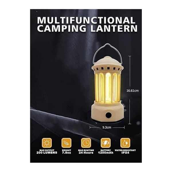 Laddningsbar LED Campinglykta för Strömmavbrott (Beige)