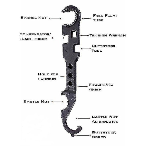 Jubee Multi Wrench Tool Ar 15 / M4 Steel Armorers Heavy Duty Combo Wrench