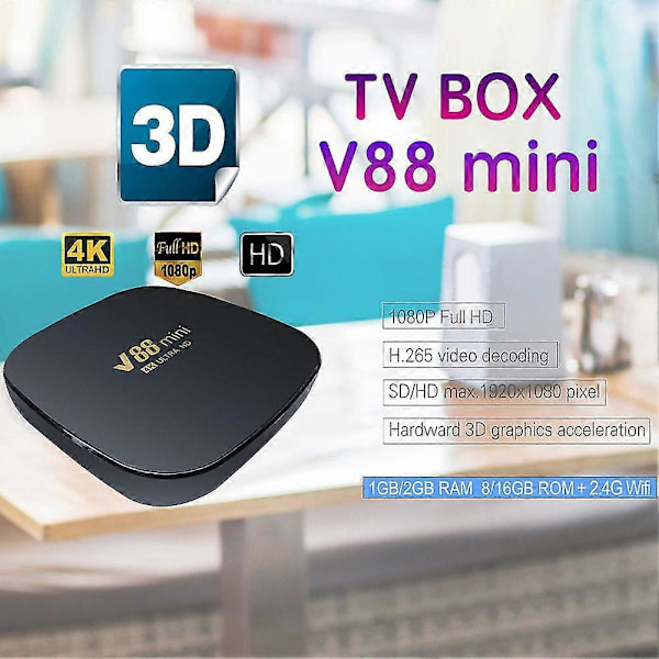 V88 Mini Smart TV Box Android 12 Allwinner H3 Quad Core 2,4 GHz Wifi 8K Set Top Box 8 GB + 128 GB Mediaafspiller
