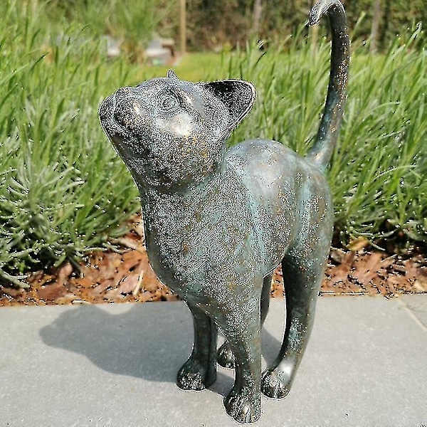 Smuk kattestatue med afrundet ryg Haveindretning Resin Udendørs plænehave Skulptur - MXBC