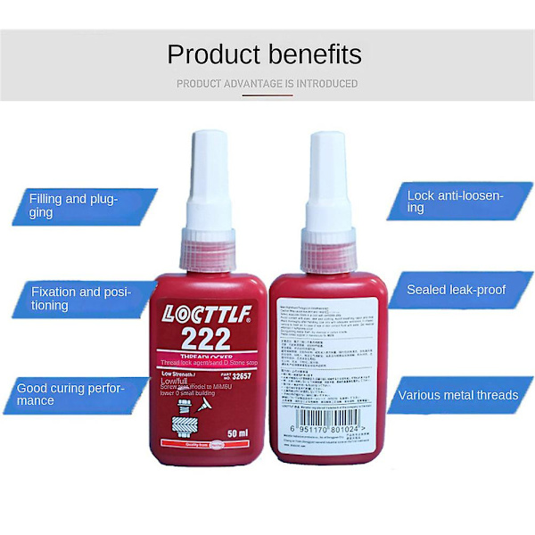 Loctite 243/242/263/271/222 Trådsikring Blå Bolt Stud Fast Fix Skrue Lim 50ML