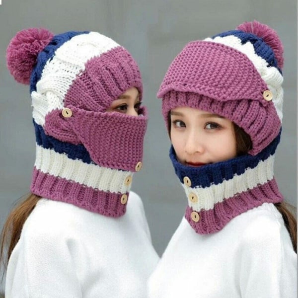 Naisten talvihuivisarja Set neulottu hattuhuivi cover ulkokäyttöön