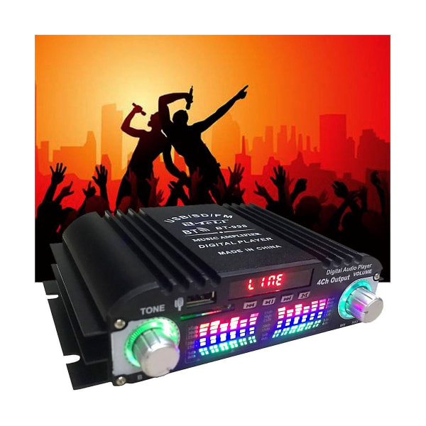Bluetooth 5.0 Hifi Audio vahvistin 4-kanavainen digitaalinen äänivahvistin kodin äänentoistojärjestelmiin, autoon, karaokeen Tukee USB Sd Aux