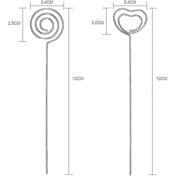 60 kpl Metallilangat Muistiinpanoliittimet Kortinpidikkeet Pöytänumeroliittimet Valokuvateline Hääjuhliin Kakun Koristeluun Pyöreä Ja Sydänmuotoinen Hopeinen
