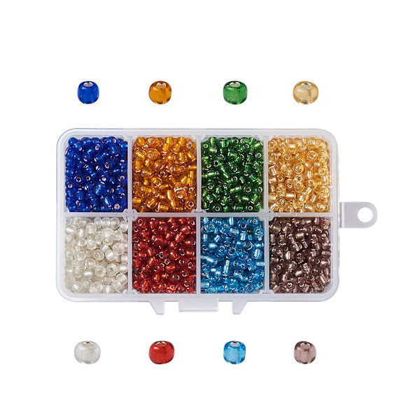 4mm runde glassrisperler i eske, løse perler, håndlagde perler, smykketilbehør