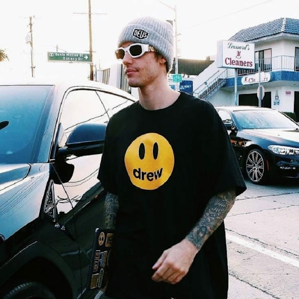 Smiley Justin herr och dam par high street trend lös kortärmad T-shirt black l