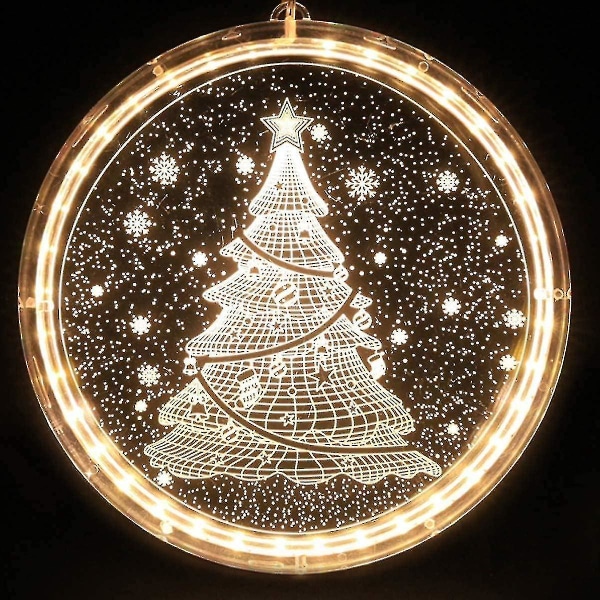 Julelys Indendørs julepynt Batteridrevet hængende 3d lyskæde til væg, vindue, gang, gårdhave, soveværelse, varm hvid (jul