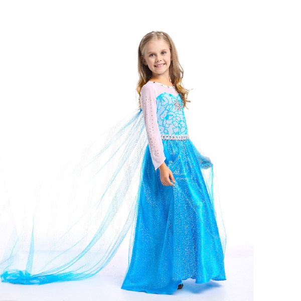 Elsa prinsessklänning + tiara/fläta/handskar 110