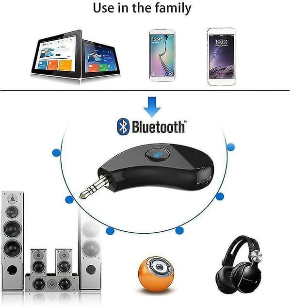 Bil Bluetooth-adapter, Bluetooth-mottaker med 3,5 mm trådløs AUX-kontakt, for lyd Sp