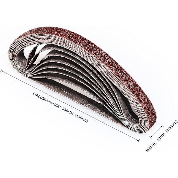 Slipband 10 x 330mm - 8 x 40/60/80/120/180/240 Korn Slipband för Slipning Polering och Avrostning, Bäst för Trä och Färg (48 St