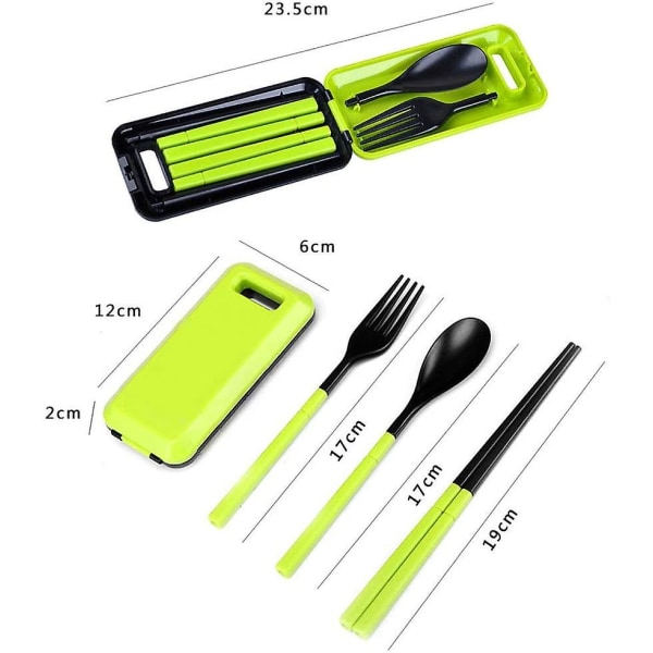3 i 1 abs sammenleggbar servise Bestikk gaffel spisepinner sett med oppbevaringsboks Utendørs Kamp Camping Vandring Reise servise sett 1 x skje, 1 x gaffel, 1