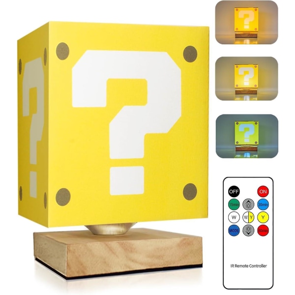 Super Bros Bordlampe Natlys Spørgsmål Blok Decor Natlampe til børn og fans