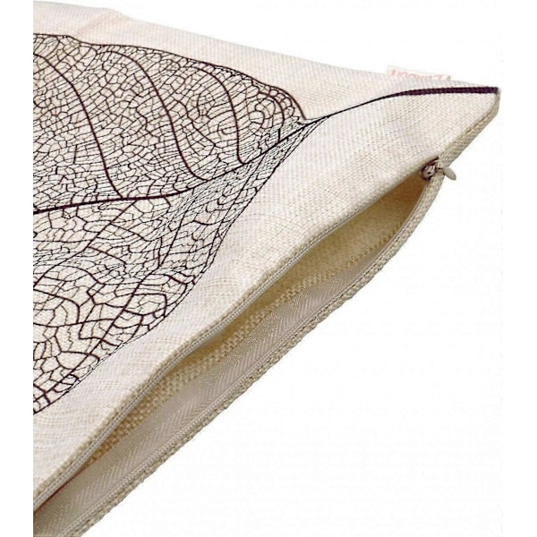 Sæt med 2 Antikke Blad Linned Pudebetræk (18 x 18 tommer)